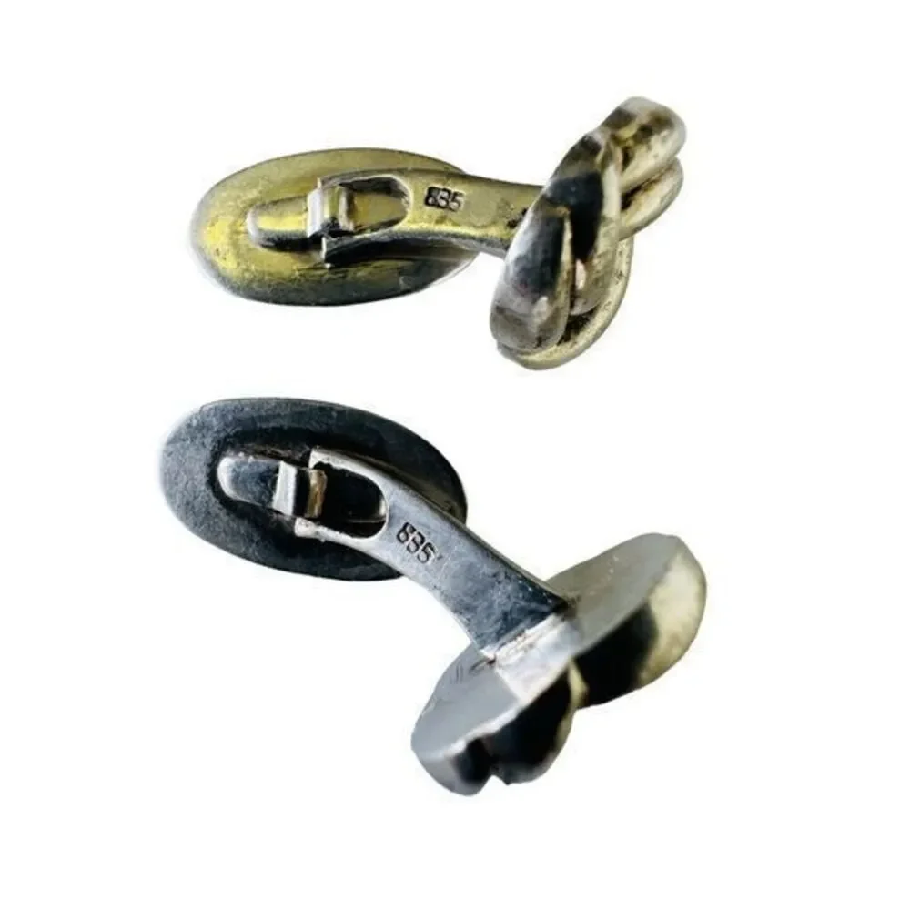 Love Knot Infinity European Cufflinks Hallmarked 835 Silver Figure 8‎ Vintage